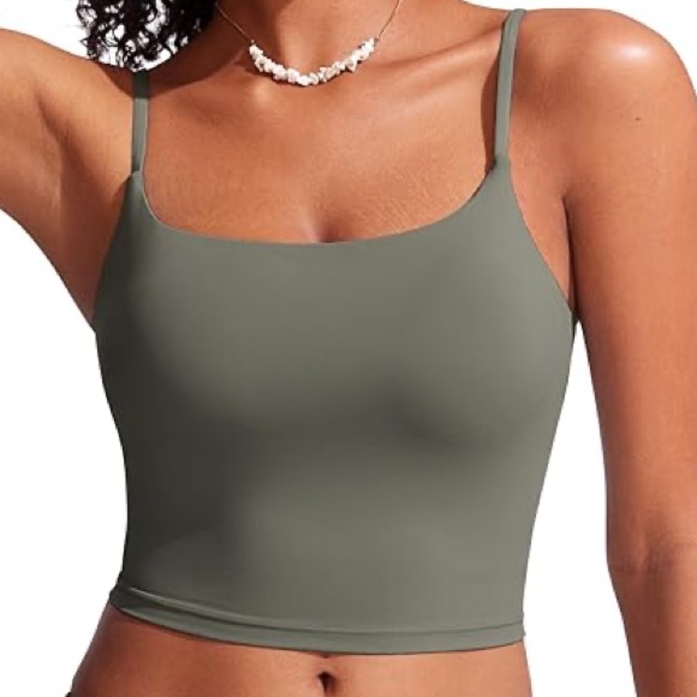 Olive Green Spaghetti Strap Tank Top